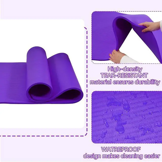 Alt view image 3 of 7 - Fitvids Yoga Mat, 1/2-Inch Extra Thick High Density Exercise Mat, Anti-Tear Exercise Yoga Mat with Carrying Strap, Suitable for Various Yoga Exercises