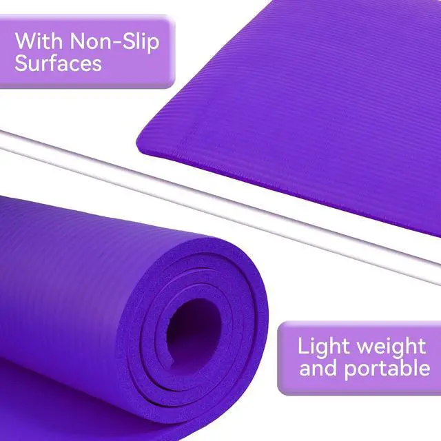 Alt view image 4 of 7 - Fitvids Yoga Mat, 1/2-Inch Extra Thick High Density Exercise Mat, Anti-Tear Exercise Yoga Mat with Carrying Strap, Suitable for Various Yoga Exercises