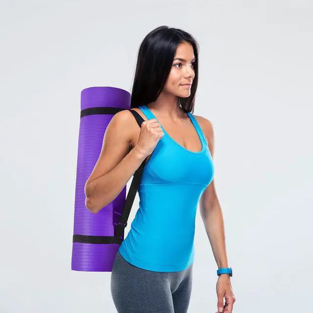 Alt view image 5 of 7 - Fitvids Yoga Mat, 1/2-Inch Extra Thick High Density Exercise Mat, Anti-Tear Exercise Yoga Mat with Carrying Strap, Suitable for Various Yoga Exercises