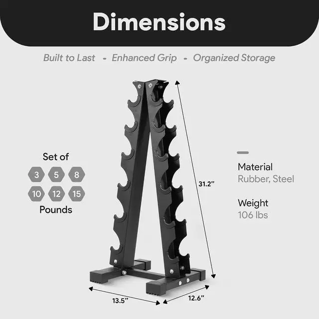 Alt view image 2 of 7 - BalanceFrom Neoprene Coated Iron Dumbbell Hex Weights Set with Stand Color-Coded or Black Options with Non-Slip Grip for Strength Training, Resistance Workouts, and Home Gym Fitness