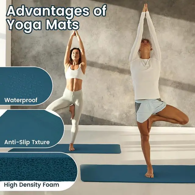 Alt view image 5 of 7 - Fitvids Yoga Mat, 1/2-Inch Extra Thick High Density Exercise Mat, Anti-Tear Exercise Yoga Mat with Carrying Strap, Suitable for Various Yoga Exercises