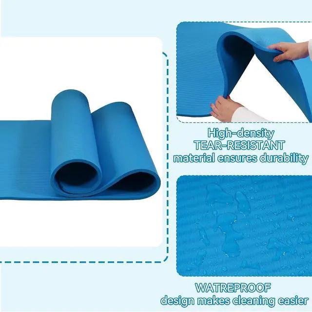 Alt view image 3 of 7 - Fitvids Yoga Mat, 1/2-Inch Extra Thick High Density Exercise Mat, Anti-Tear Exercise Yoga Mat with Carrying Strap, Suitable for Various Yoga Exercises