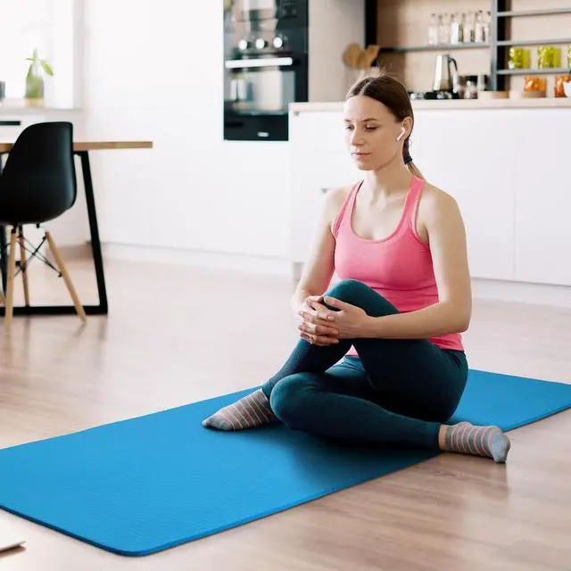 Alt view image 7 of 7 - Fitvids Yoga Mat, 1/2-Inch Extra Thick High Density Exercise Mat, Anti-Tear Exercise Yoga Mat with Carrying Strap, Suitable for Various Yoga Exercises