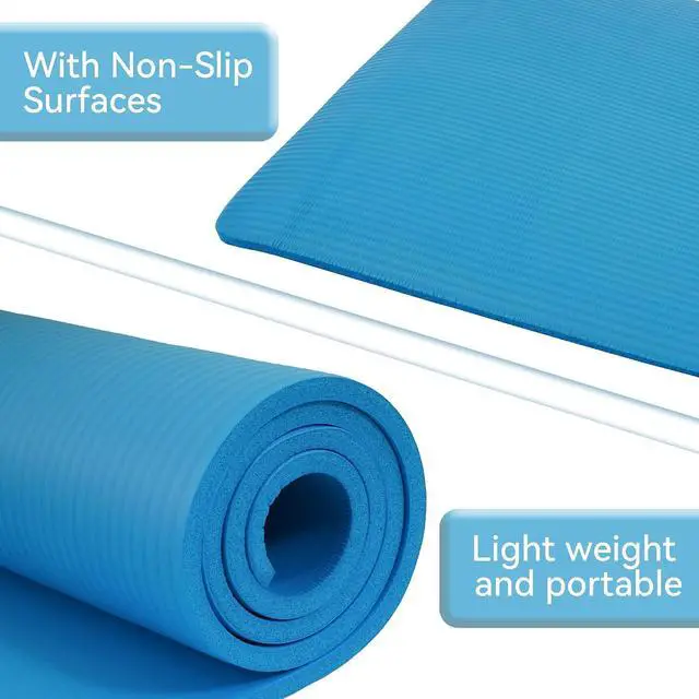Alt view image 5 of 7 - Fitvids Yoga Mat, 1/2-Inch Extra Thick High Density Exercise Mat, Anti-Tear Exercise Yoga Mat with Carrying Strap, Suitable for Various Yoga Exercises