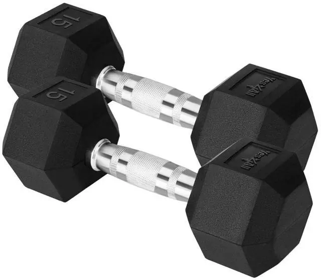 Main image of Yes4All Chrome/Rubber Grip Encased Hex Dumbbells Hand Weights With Anti-Slip 10-30 LBS Pair