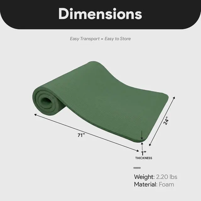 Alt view image 4 of 7 - BalanceFrom Yoga Mat, 1-Inch Extra Thick High Density Exercise Mat, Anti-Tear Exercise Yoga Mat with Carrying Strap, Suitable for Various Yoga Exercises, Multiple Colors