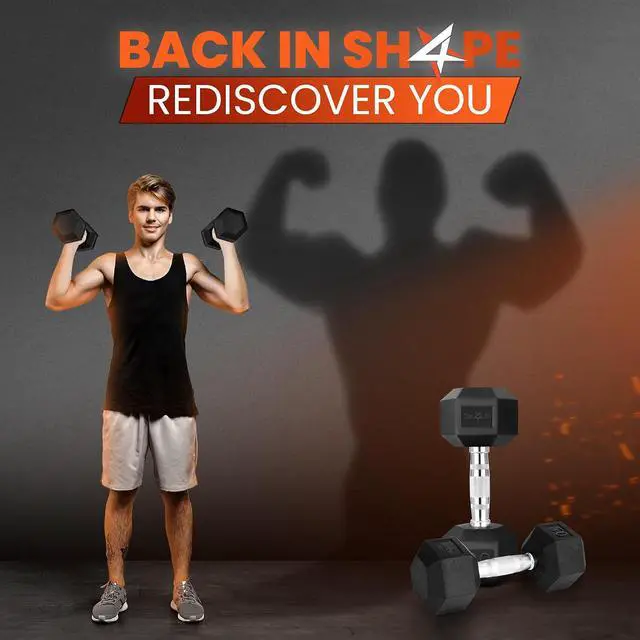 Alt view image 5 of 6 - Yes4All Chrome/Rubber Grip Encased Hex Dumbbells Hand Weights With Anti-Slip 10-30 LBS Pair