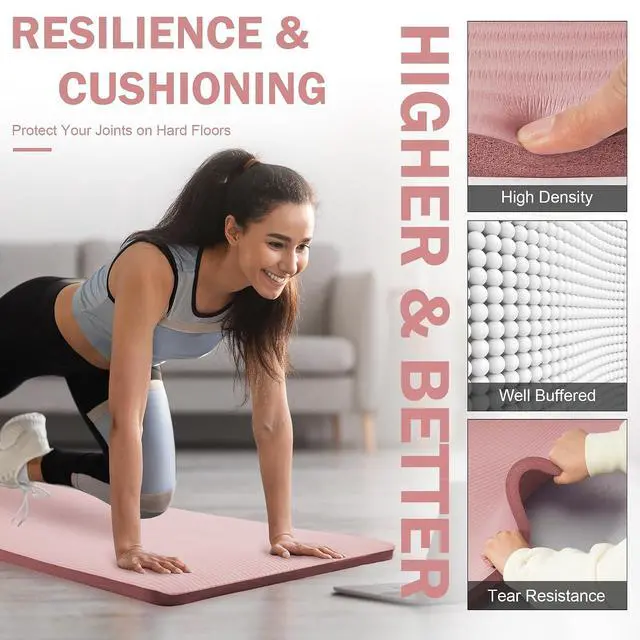 Alt view image 4 of 7 - BalanceFrom Yoga Mat, 1-Inch Extra Thick High Density Exercise Mat, Anti-Tear Exercise Yoga Mat with Carrying Strap, Suitable for Various Yoga Exercises, Multiple Colors