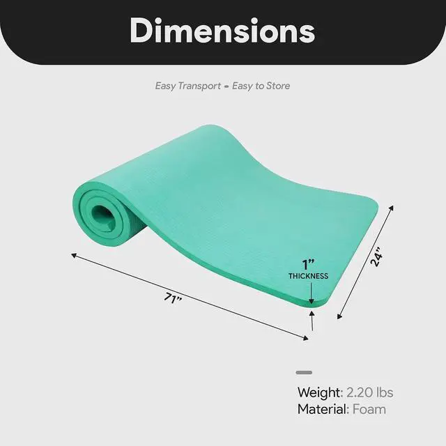 Alt view image 4 of 6 - BalanceFrom Yoga Mat, 1-Inch Extra Thick High Density Exercise Mat, Anti-Tear Exercise Yoga Mat with Carrying Strap, Suitable for Various Yoga Exercises, Multiple Colors