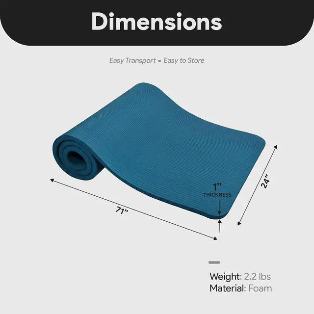 Alt view image 4 of 6 - BalanceFrom Yoga Mat, 1-Inch Extra Thick High Density Exercise Mat, Anti-Tear Exercise Yoga Mat with Carrying Strap, Suitable for Various Yoga Exercises, Multiple Colors