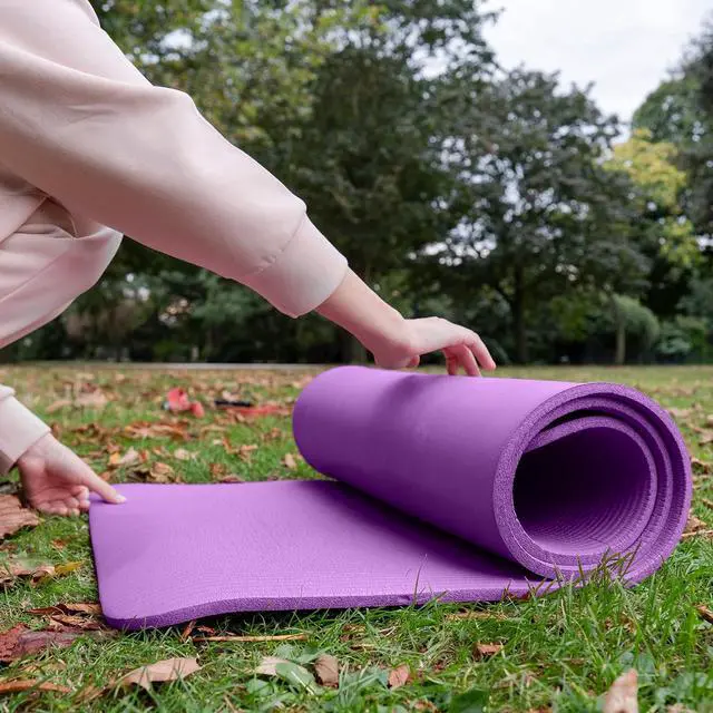 Alt view image 6 of 7 - BalanceFrom Yoga Mat, 1-Inch Extra Thick High Density Exercise Mat, Anti-Tear Exercise Yoga Mat with Carrying Strap, Suitable for Various Yoga Exercises, Multiple Colors