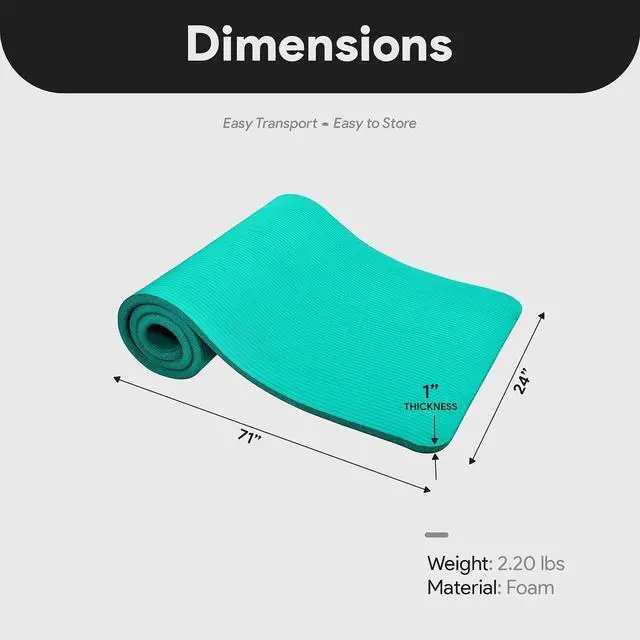 Alt view image 3 of 7 - BalanceFrom Yoga Mat, 1-Inch Extra Thick High Density Exercise Mat, Anti-Tear Exercise Yoga Mat with Carrying Strap, Suitable for Various Yoga Exercises, Multiple Colors