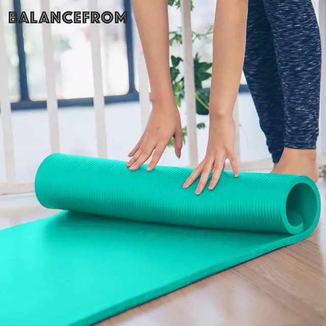 Alt view image 5 of 7 - BalanceFrom Yoga Mat, 1-Inch Extra Thick High Density Exercise Mat, Anti-Tear Exercise Yoga Mat with Carrying Strap, Suitable for Various Yoga Exercises, Multiple Colors