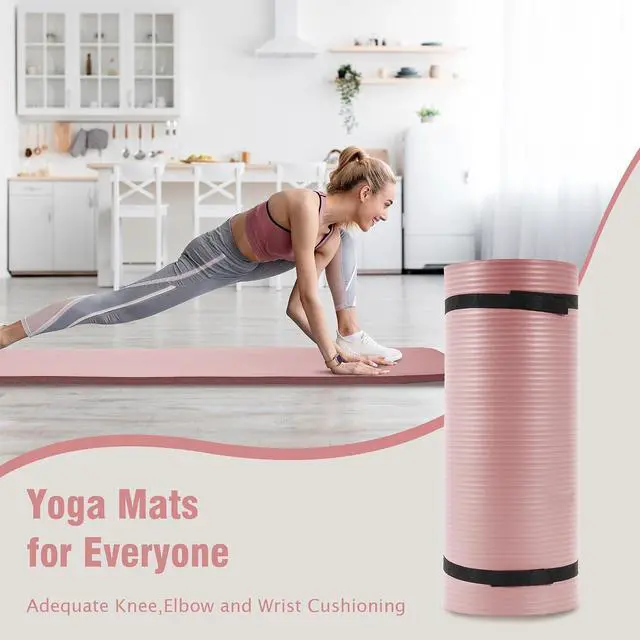 Alt view image 5 of 7 - BalanceFrom Yoga Mat, 1-Inch Extra Thick High Density Exercise Mat, Anti-Tear Exercise Yoga Mat with Carrying Strap, Suitable for Various Yoga Exercises, Multiple Colors