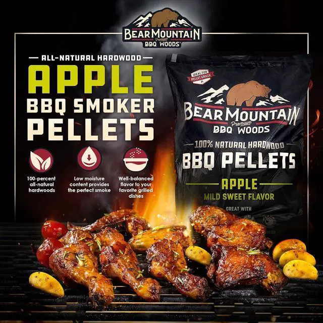 Alt view image 2 of 7 - Bear Mountain All Natural Wood Pellets for Smoker, Grill & BBQ, 20 Lbs, Apple