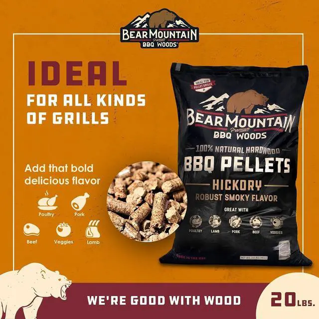 Alt view image 3 of 7 - Bear Mountain All Natural Wood Pellets for Smoker, Grill & BBQ, 20 Lbs, Hickory