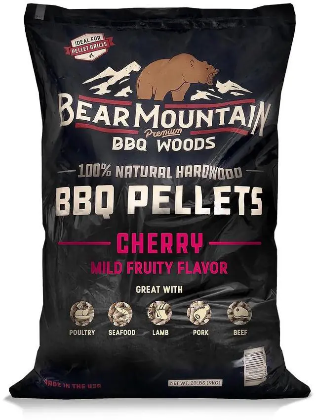 Main image of Bear Mountain Premium BBQ Woods 100% All-Natural Hardwood Pellets - Cherry Flavor (20 lb. Bag) Perfect for Pellet Smokers, Fruity Wood-Fired Flavor