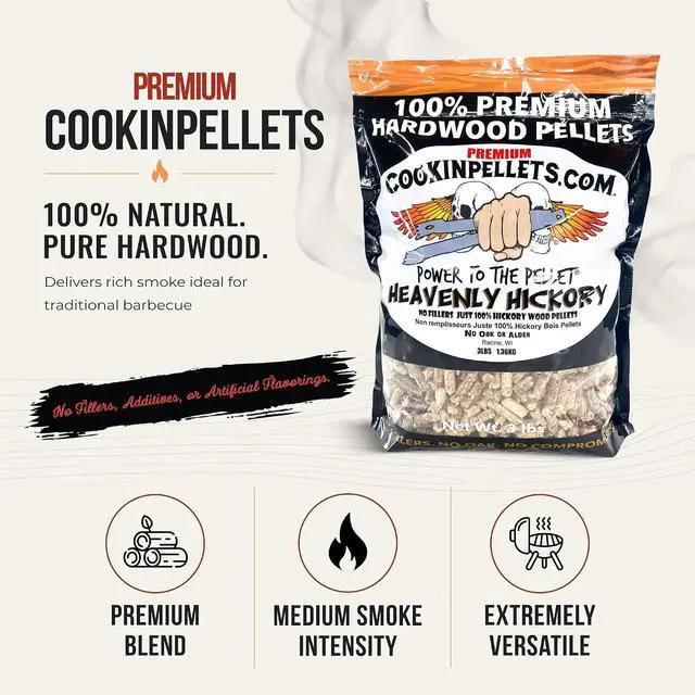 Alt view image 2 of 7 - CookinPellets Premium Heavenly Hickory All Natural Hardwood BBQ Grill Wood Pellets for Indoor and Outdoor Pellet Grill and Pellet Smoker, 3 Pound Bag