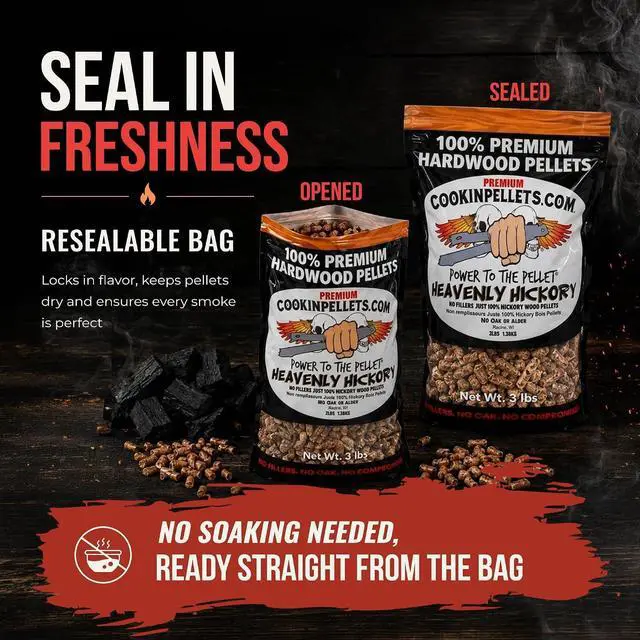 Alt view image 4 of 7 - CookinPellets Premium Heavenly Hickory All Natural Hardwood BBQ Grill Wood Pellets for Indoor and Outdoor Pellet Grill and Pellet Smoker, 3 Pound Bag