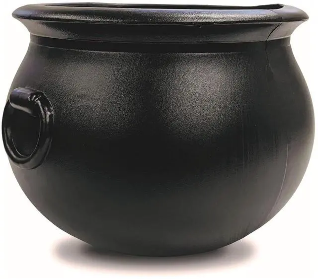 Main image of Union Products 12 Inch Spooky Witch Cauldron for Indoor and Outdoor Halloween Decoration and Trick or Treat Candy Container, 55120, Black