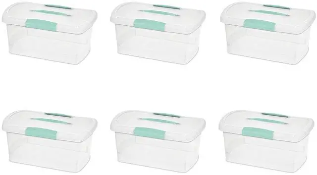 Main image of Sterilite Medium Nesting ShowOffs, Clear Bin w/Latch Lid & Handle, 6 Pack | Heavy-Duty and Stackable Utility Box Containers for Home, Office, Cabinet, Closet, Bedroom, and Basement Organization