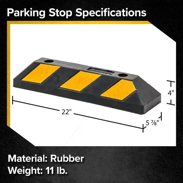 Alt view image 2 of 7 - Guardian 2' Parking Stopper for Garage, Rubber Curb, Mounting Holes