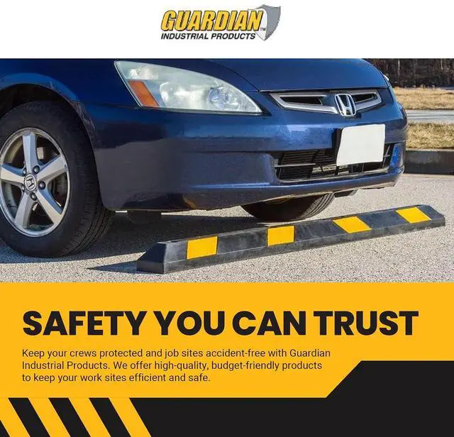 Alt view image 5 of 7 - Guardian 6ft Parking Stop, Rubber Curb with Mounting Holes, Black/Yellow | Highly Visible Rubber Wheel Stopper for Car and Passenger Safety at Job Sites, Driveways, Parking Lots & Garages