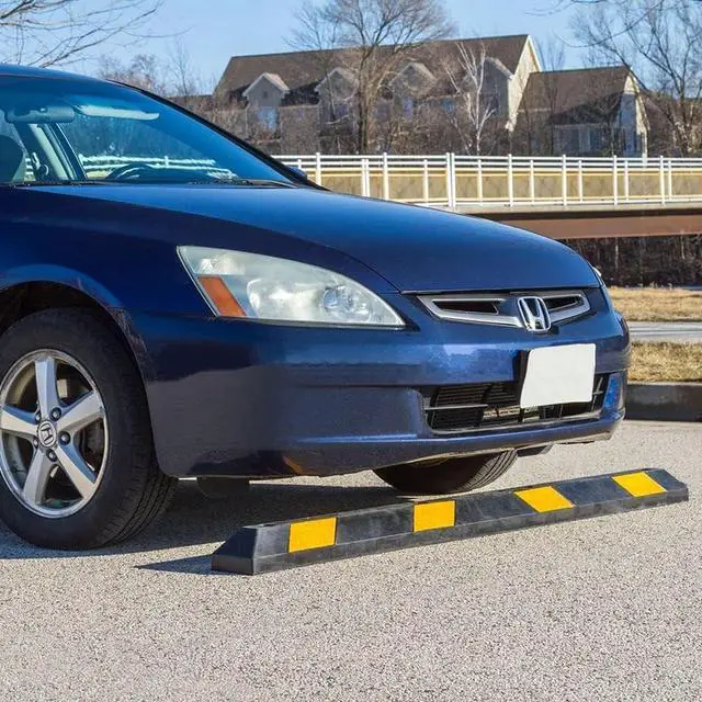 Alt view image 6 of 7 - Guardian 6ft Parking Stop, Rubber Curb with Mounting Holes, Black/Yellow | Highly Visible Rubber Wheel Stopper for Car and Passenger Safety at Job Sites, Driveways, Parking Lots & Garages