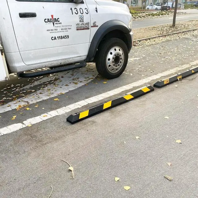Alt view image 7 of 7 - Guardian 6ft Parking Stop, Rubber Curb with Mounting Holes, Black/Yellow | Highly Visible Rubber Wheel Stopper for Car and Passenger Safety at Job Sites, Driveways, Parking Lots & Garages