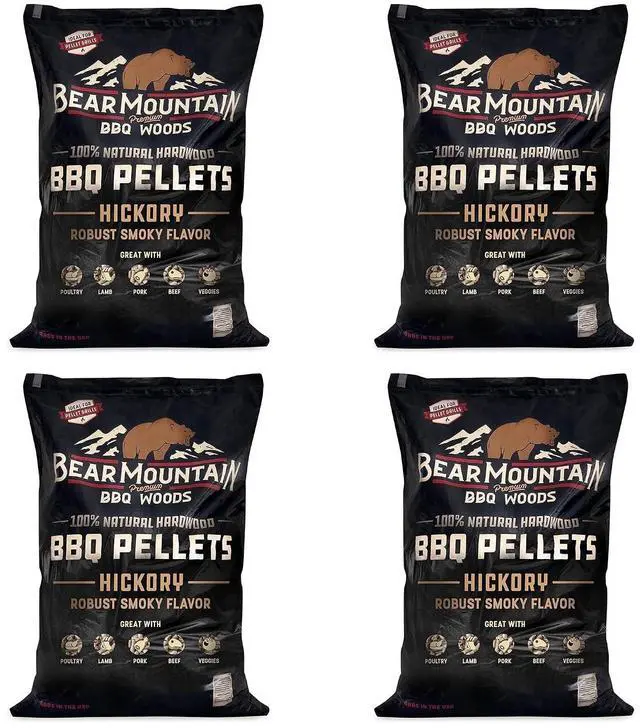 Main image of Bear Mountain Premium BBQ Woods FK14 Premium All Natural Low Moisture Hardwood Smoky Hickory BBQ Smoker Pellets for Outdoor Grilling, 20 Pound Bag (Pack of 4)