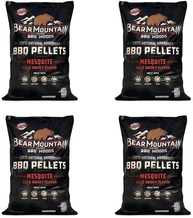 Main image of Bear Mountain BBQ FK17 Premium 20 Pounds All Natural Hardwood Mesquite BBQ Hardwood Smoker Pellets for Outdoor Electric Grilling and Smokers (4 Pack)