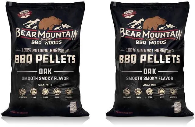 Main image of Bear Mountain Oak Wood Pellets for Smoker and Grill, 20lb Bag, 2-Pack | Works in All Pellet Grills, Pure 100% Hardwood - No Fillers or Oils - Delivers Low Ash & Rich, Authentic Smoke Flavor