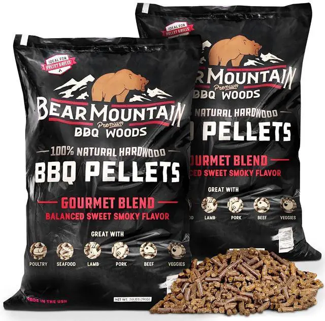 Main image of Bear Mountain 2-Pack Wood Pellets for Smoker, Grill & BBQ, 20 Lbs, Gourmet Blend - Premium Hardwood Barbecue Pellets for Indoor and Outdoor Grilling