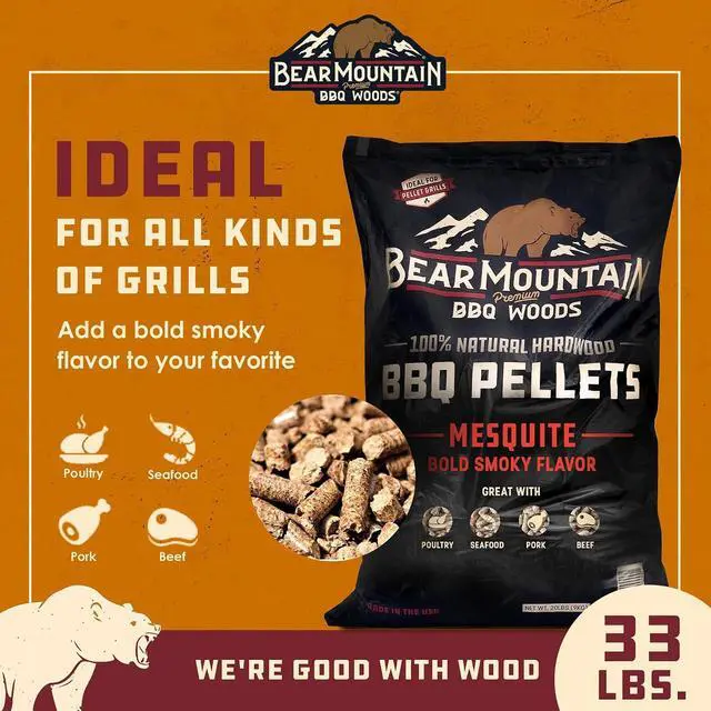 Alt view image 3 of 7 - Bear Mountain BBQ FK17 Premium 20 Pounds All Natural Hardwood Mesquite BBQ Hardwood Smoker Pellets for Outdoor Electric Grilling and Smokers (3 Pack)