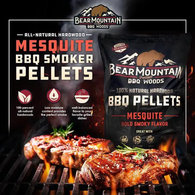 Alt view image 2 of 7 - Bear Mountain BBQ FK17 Premium 20 Pounds All Natural Hardwood Mesquite BBQ Hardwood Smoker Pellets for Outdoor Electric Grilling and Smokers (3 Pack)