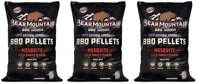 Main image of Bear Mountain BBQ FK17 Premium 20 Pounds All Natural Hardwood Mesquite BBQ Hardwood Smoker Pellets for Outdoor Electric Grilling and Smokers (3 Pack)