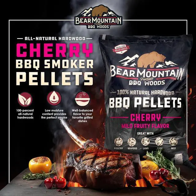 Alt view image 2 of 7 - Bear Mountain BBQ FK13 Premium All-Natural Hardwood Mild and Fruity Cherry BBQ Smoker Pellets for Outdoor Grilling, 20 Pounds (3 Pack)