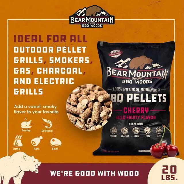 Alt view image 3 of 7 - Bear Mountain BBQ FK13 Premium All-Natural Hardwood Mild and Fruity Cherry BBQ Smoker Pellets for Outdoor Grilling, 20 Pounds (3 Pack)