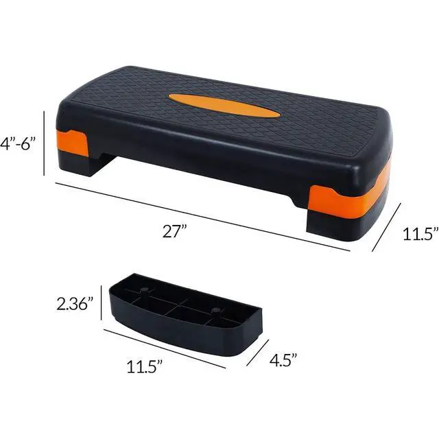 Alt view image 3 of 6 - Fitvids Aerobic Step Platform Trainer with Adjustable 2-Level Risers, 400 Pound Weight Capacity Non-Slip Exercise Stepper
