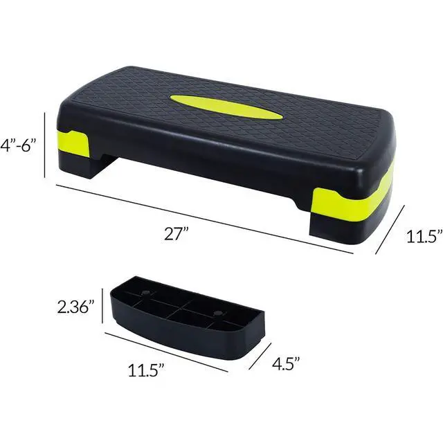 Alt view image 3 of 6 - Fitvids Aerobic Step Platform Trainer with Adjustable 2-Level Risers, 400 Pound Weight Capacity Non-Slip Exercise Stepper