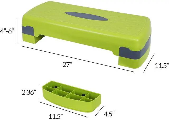 Alt view image 3 of 6 - Fitvids Aerobic Step Platform Trainer with Adjustable 2-Level Risers, 400 Pound Weight Capacity Non-Slip Exercise Stepper
