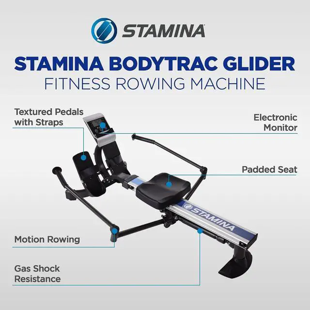 Alt view image 2 of 7 - Stamina Hydraulic Rowing Machine, BodyTrac Glider with Cylinder Resistance, 250 Lbs - Home and Gym Exercise Equipment - Ideal for Fitness Training and Body Workout