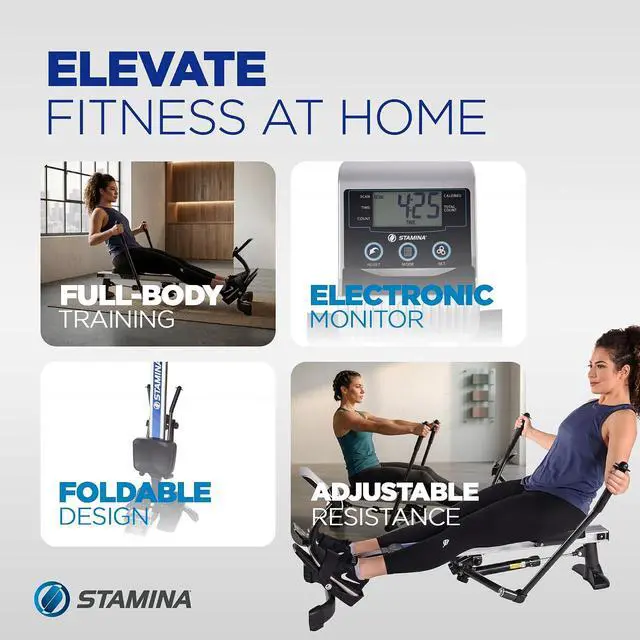 Alt view image 3 of 7 - Stamina Hydraulic Rowing Machine, BodyTrac Glider with Cylinder Resistance, 250 Lbs - Home and Gym Exercise Equipment - Ideal for Fitness Training and Body Workout