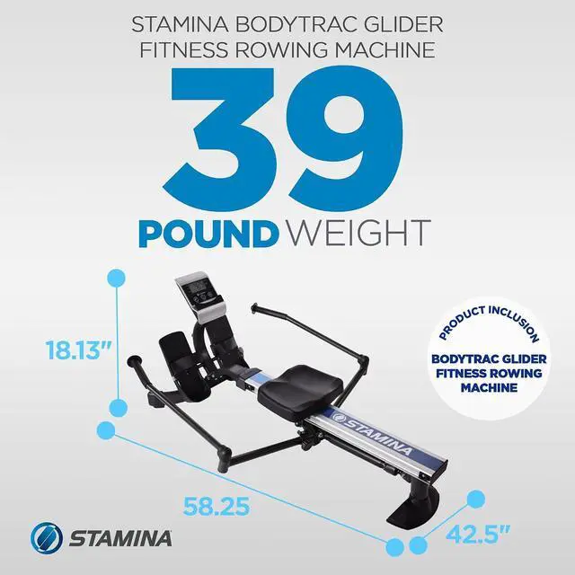 Alt view image 4 of 7 - Stamina Hydraulic Rowing Machine, BodyTrac Glider with Cylinder Resistance, 250 Lbs - Home and Gym Exercise Equipment - Ideal for Fitness Training and Body Workout
