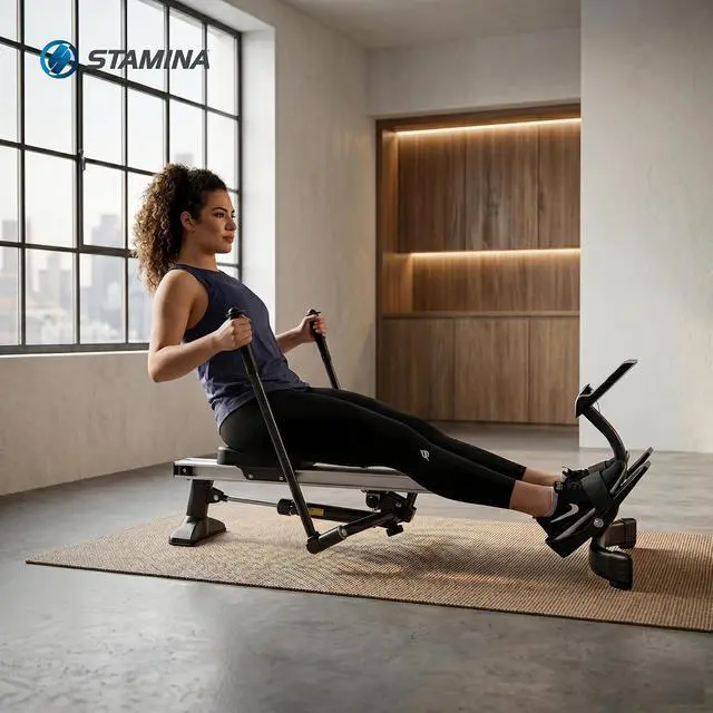 Alt view image 7 of 7 - Stamina Hydraulic Rowing Machine, BodyTrac Glider with Cylinder Resistance, 250 Lbs - Home and Gym Exercise Equipment - Ideal for Fitness Training and Body Workout