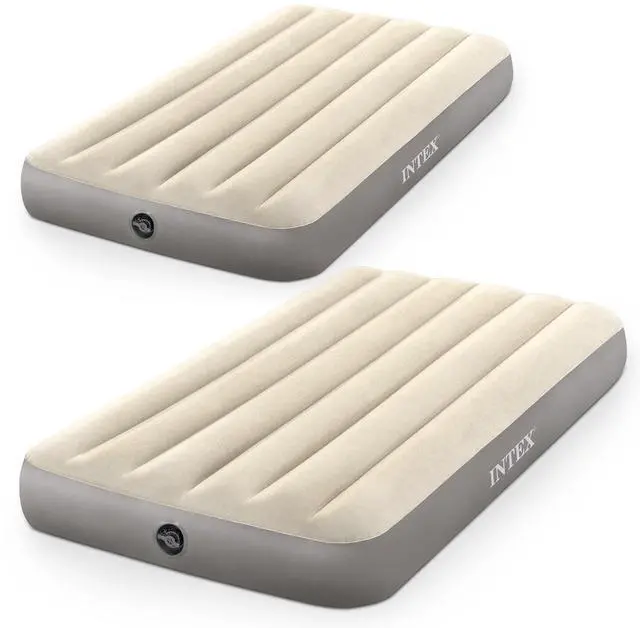 Main image of Intex 64101E Dura-Beam Standard Series Single Height Inflatable Airbed, w/2 in 1 Extra Wide Valves, Supports Up to 300 pounds, Twin (2 Pack)