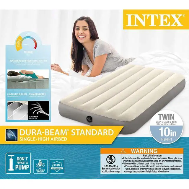 Alt view image 6 of 7 - Intex 64101E Dura-Beam Standard Series Single Height Inflatable Airbed, w/2 in 1 Extra Wide Valves, Supports Up to 300 pounds, Twin (2 Pack)