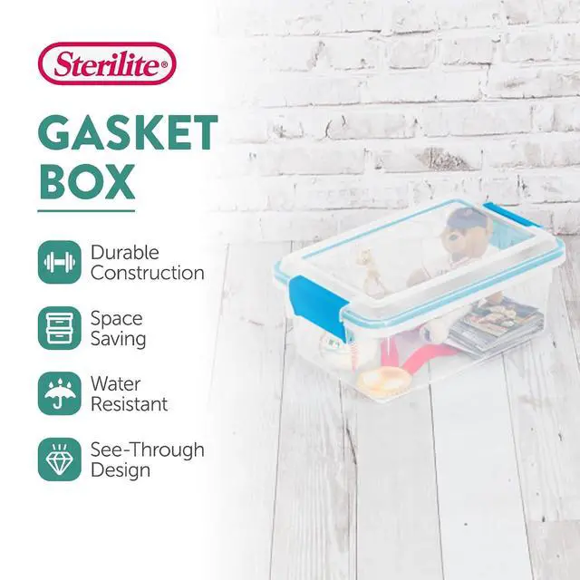 Alt view image 3 of 7 - Sterilite 18-Pack Gasket Box, Weather-Resistant Storage Bins with Latching Lids, 7.5 Quart - Heavy-Duty Organizing Containers for Closet, Bathroom, and Office