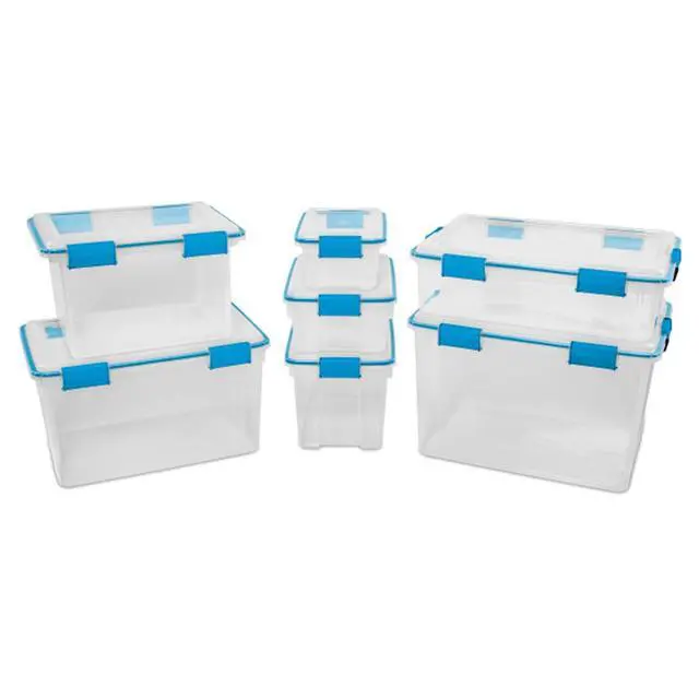 Alt view image 6 of 7 - Sterilite 18-Pack Gasket Box, Weather-Resistant Storage Bins with Latching Lids, 7.5 Quart - Heavy-Duty Organizing Containers for Closet, Bathroom, and Office