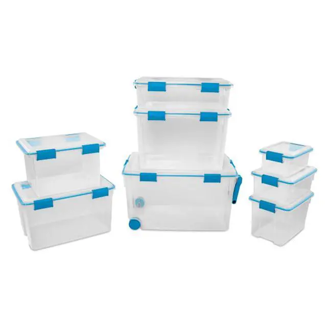 Alt view image 7 of 7 - Sterilite 18-Pack Gasket Box, Weather-Resistant Storage Bins with Latching Lids, 7.5 Quart - Heavy-Duty Organizing Containers for Closet, Bathroom, and Office